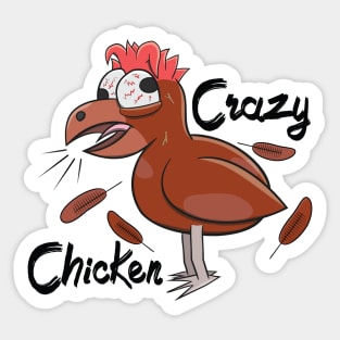 Crazy Shocked Farm Chicken Funny Cartoon Brown Sticker